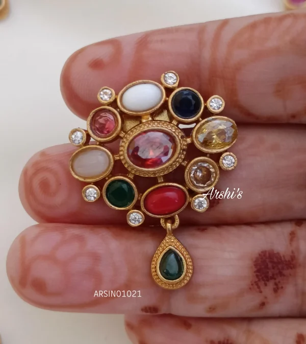 Simple Navarathna Stone Necklace