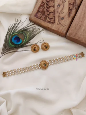 Peacock Pendant Pearl Bead Choker