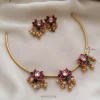 Traditional Three Lotus Design Hasli Necklace