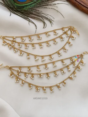 Three Layer Small Pearls Ear Chains