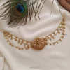 Bridal Hair Brooch with Gold Bead Layer Chain