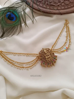 Antique Lakshmi with Pearl Chain Hair Accessorie