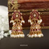 Traditional Red and White Stone Jhumka