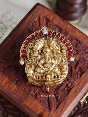 Shiva Parvathi and Ganesha Idol Kumkum Box