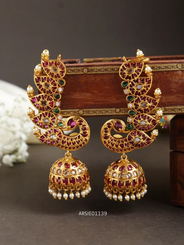 ER3191 Big Broad Grand CZ Bridal Earrings Fancy Trendy Stylish Indian  Jewelry | JewelSmart.in