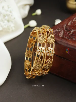 Peacock and Flower Design Bangles