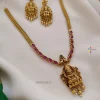 Elegant Lakshmi Pendant Red Stone Necklace