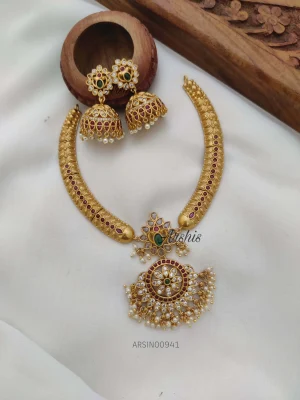 AD Stone Pendant Kante Necklace