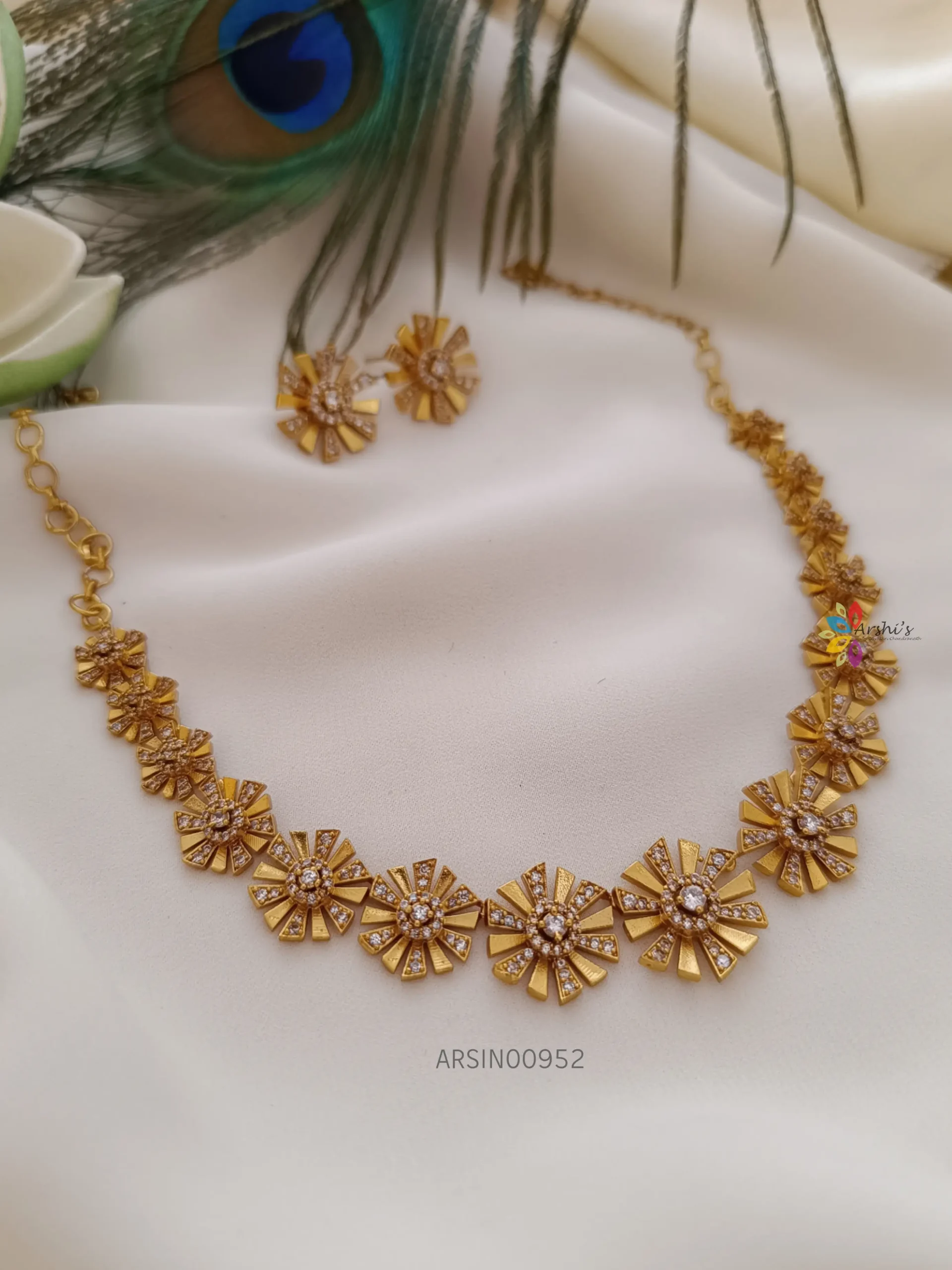 Gorgeous Flower with AD Stone Necklace
