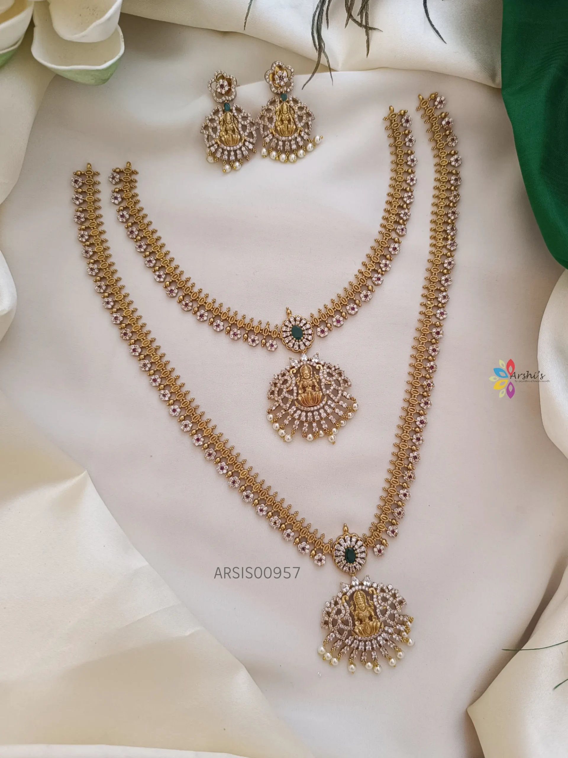 Lakshmi Pendant AD Stone Semi Bridal Combo Set - Arshis - Buy ...