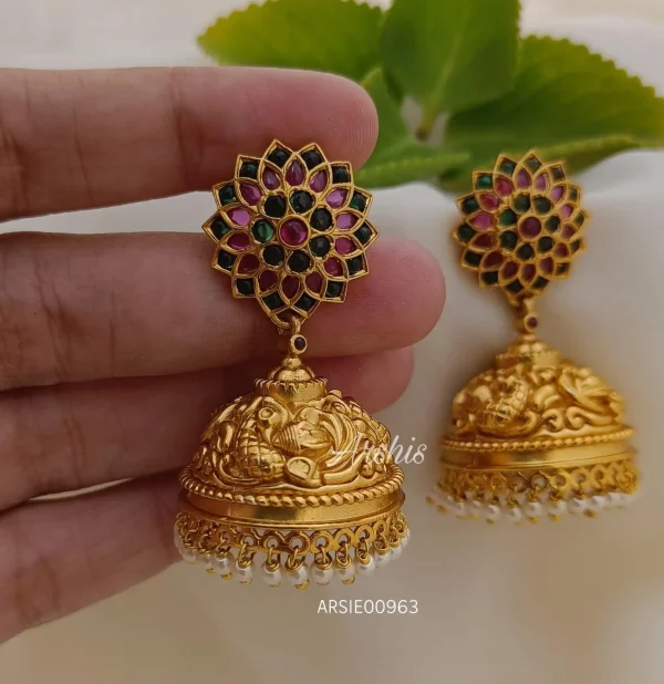 Red and Green Stone Jhumka