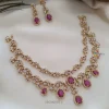 Diamond Alike Pink Stone Two Layer Necklace