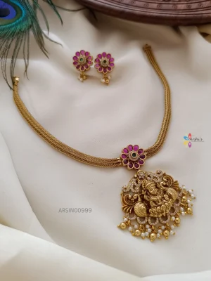 Peacock with Lakshmu Pendant Necklace