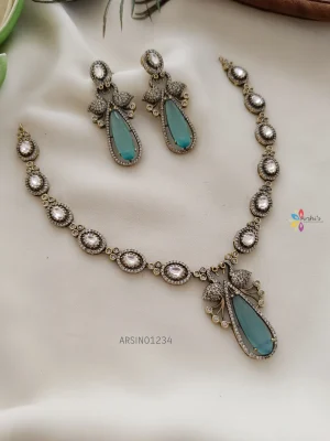 Party Wear Blue Stone Victorian Necklace