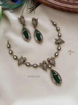 Party Wear Green Victorian Necklace