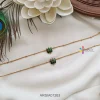 Double Lotus Design Green Stone Anklets