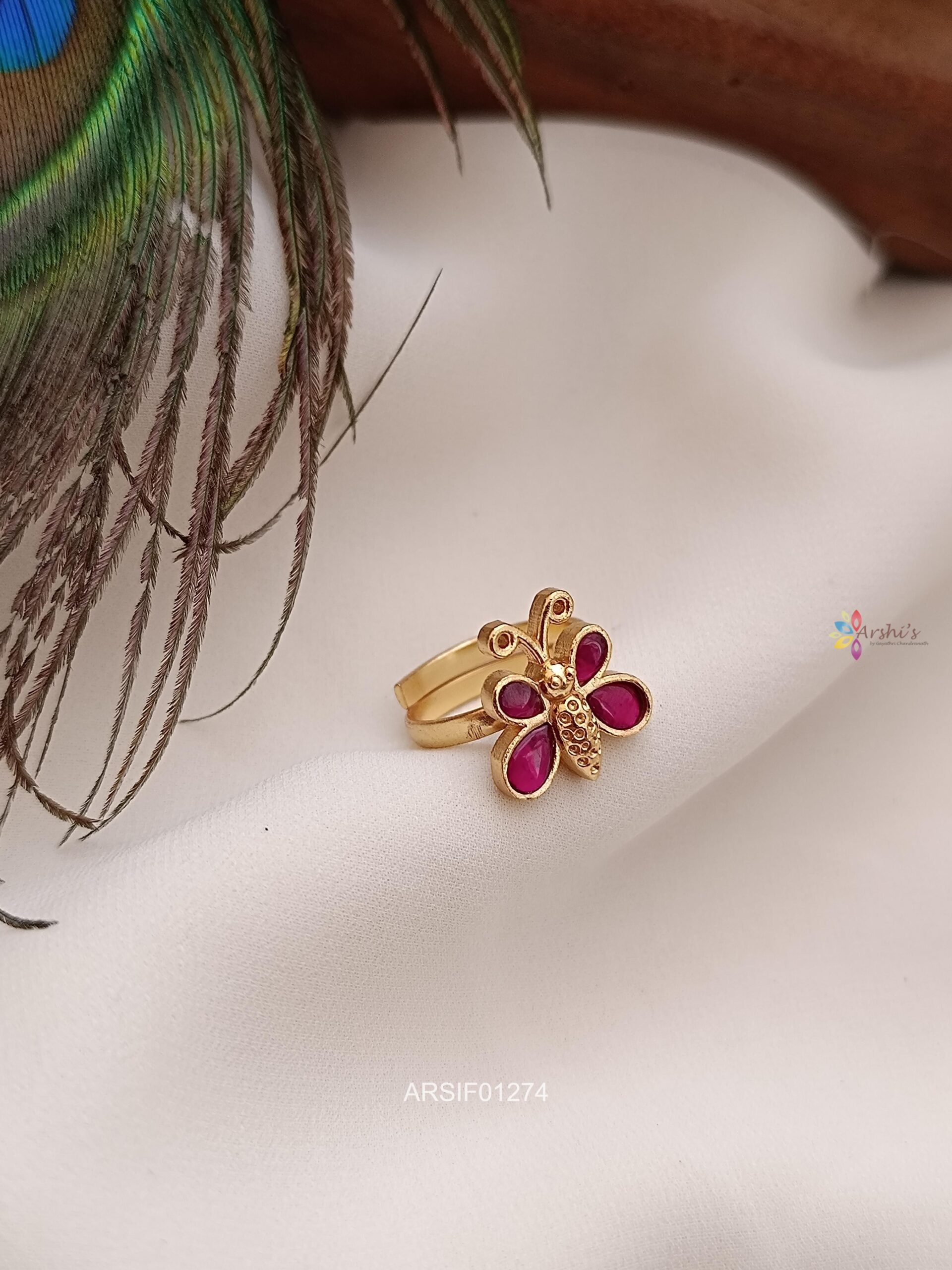 Rosegold Butterfly Finger Ring – zahana