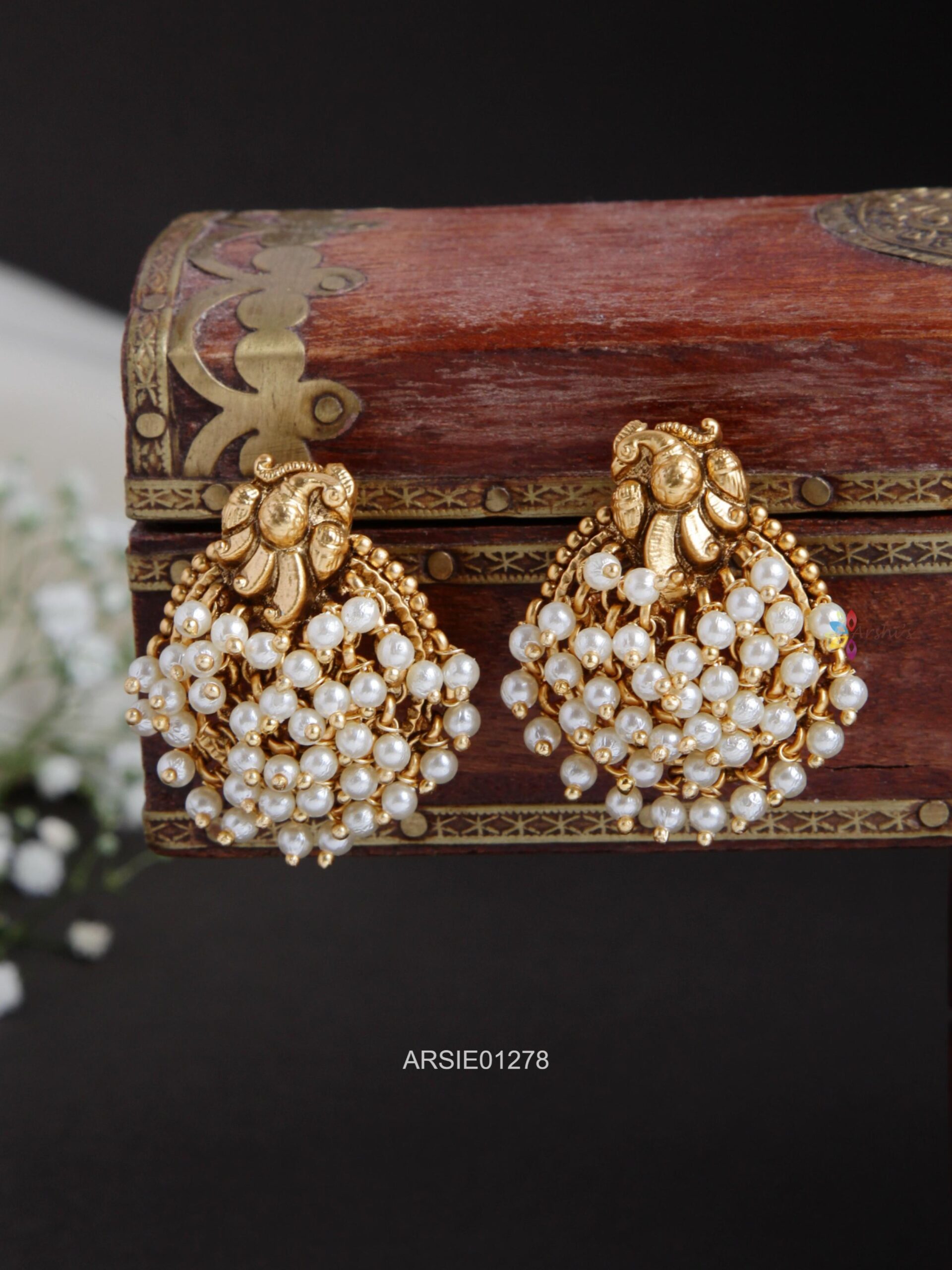 Buy Bindhani's Gold-Plated Long Pearls Jhumka For Women