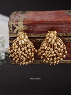 Antique Peacock with Gold Bunch Earrings