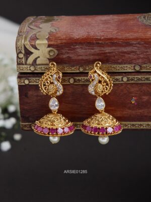 Elegant Peacock Pearl Drop Jhumka