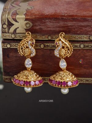 Elegant Peacock Pearl Drop Jhumka