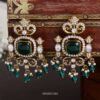 Victorian Green Stone with Bead Earrings