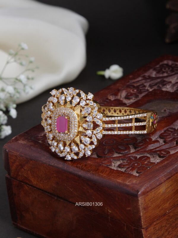 AD White and Pink Stone Bracelet Bangle