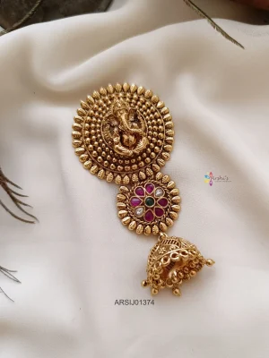 Ganesha Kemp Stone Hair Brooch