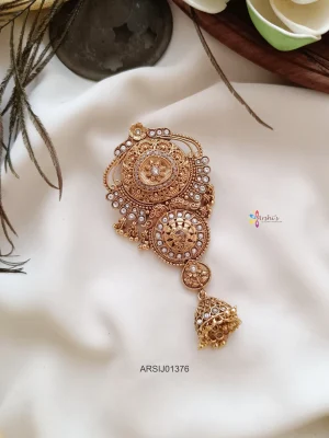 Flower Design White Stone Hair Brooch