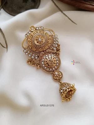 Flower Design White Stone Hair Brooch