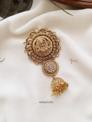 Lakshmi and Flower Design Hair Brooch