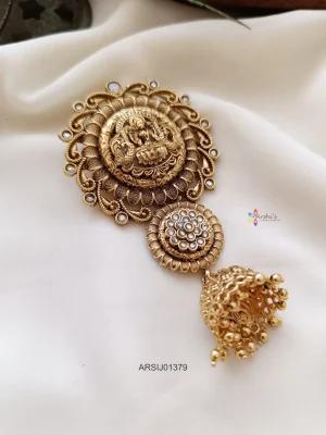 Lakshmi and Flower Design Hair Brooch