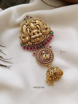 Antique Temple and Peacock Hair Brooch