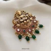 Lakshmi Flower Design Green Bead Hair Brooch