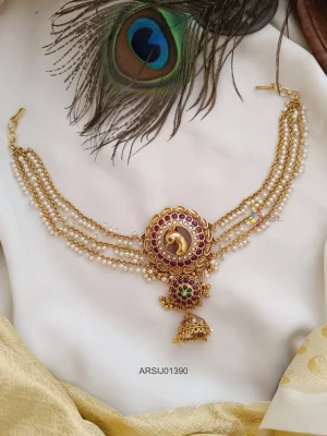 Peacock Design Pearl Chains Hair Brooch