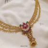 Flower and Lakshmi Design Hair Brooch with Gold Bead Chain