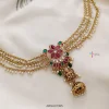 Flower and Lakshmi Design Hair Brooch with Pearl Chain