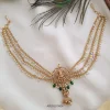 Lakshmi Green Bead Hair Brooch with Pearl Chain