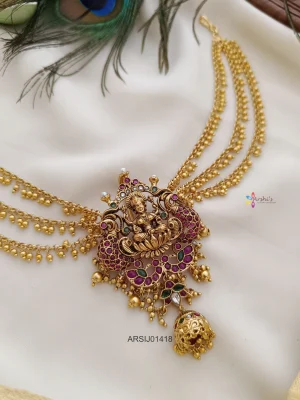 Lakshmi Hair Brooch with Gold Bead Chain