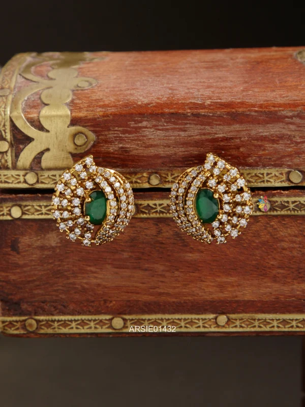 Emerald and AD Stone Ear Studs