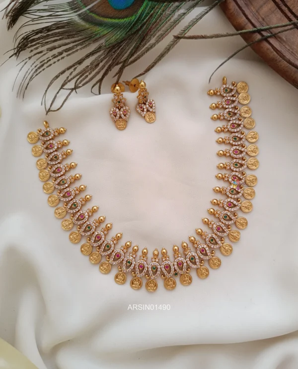 Lakshmi Coin and Mango Design Necklace