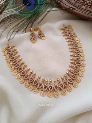 Lakshmi Coin and Mango Design Necklace