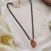 Black Bead with Red Stone Mango Pendant Chain