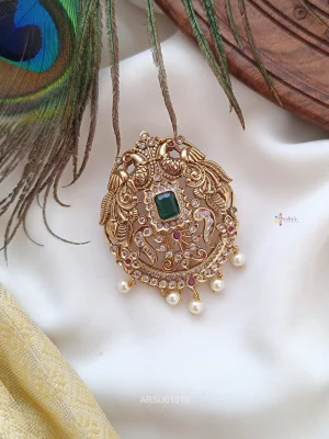 Peacock with Emerald Stone Hair Accessory