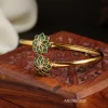 Green Stone Flower Design Bracelet Bangle