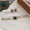 Three Pearl Layer Emerald Stone Choker