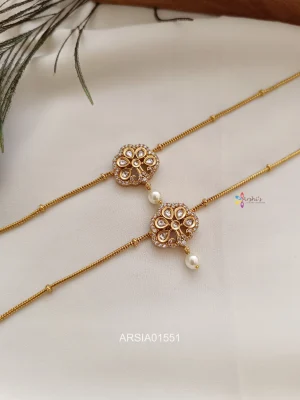 AD Stone Pearl Drop Anklets