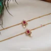 Ruby Stone Pearl Drop Anklets