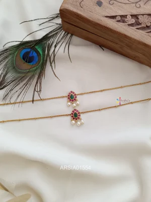 Kemp Red and Green Stone Anklets