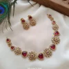 Flower Design Red Stone Necklace